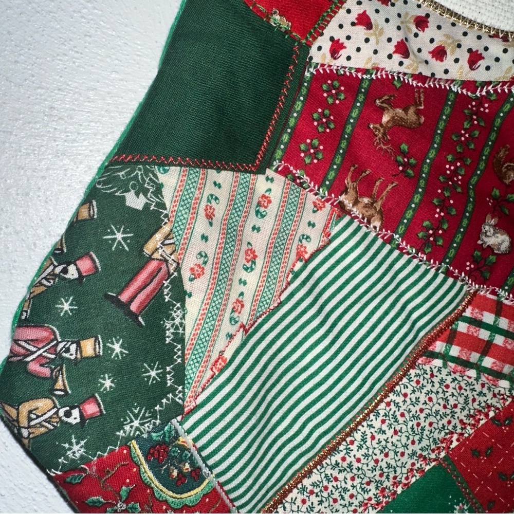 Vtg Quilted “Dad” Christmas Stocking - Picture 5 of 7